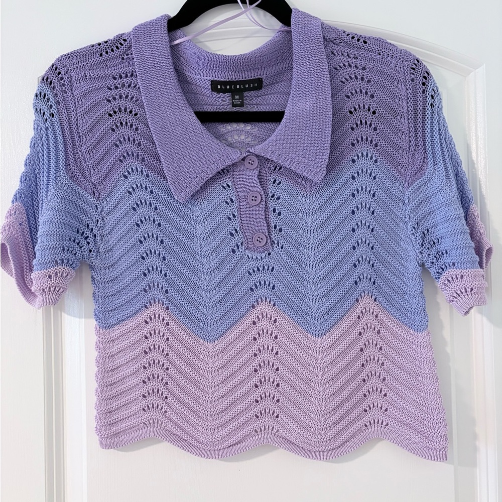 NWOT Blue Blush Crochet Swirl Ombré